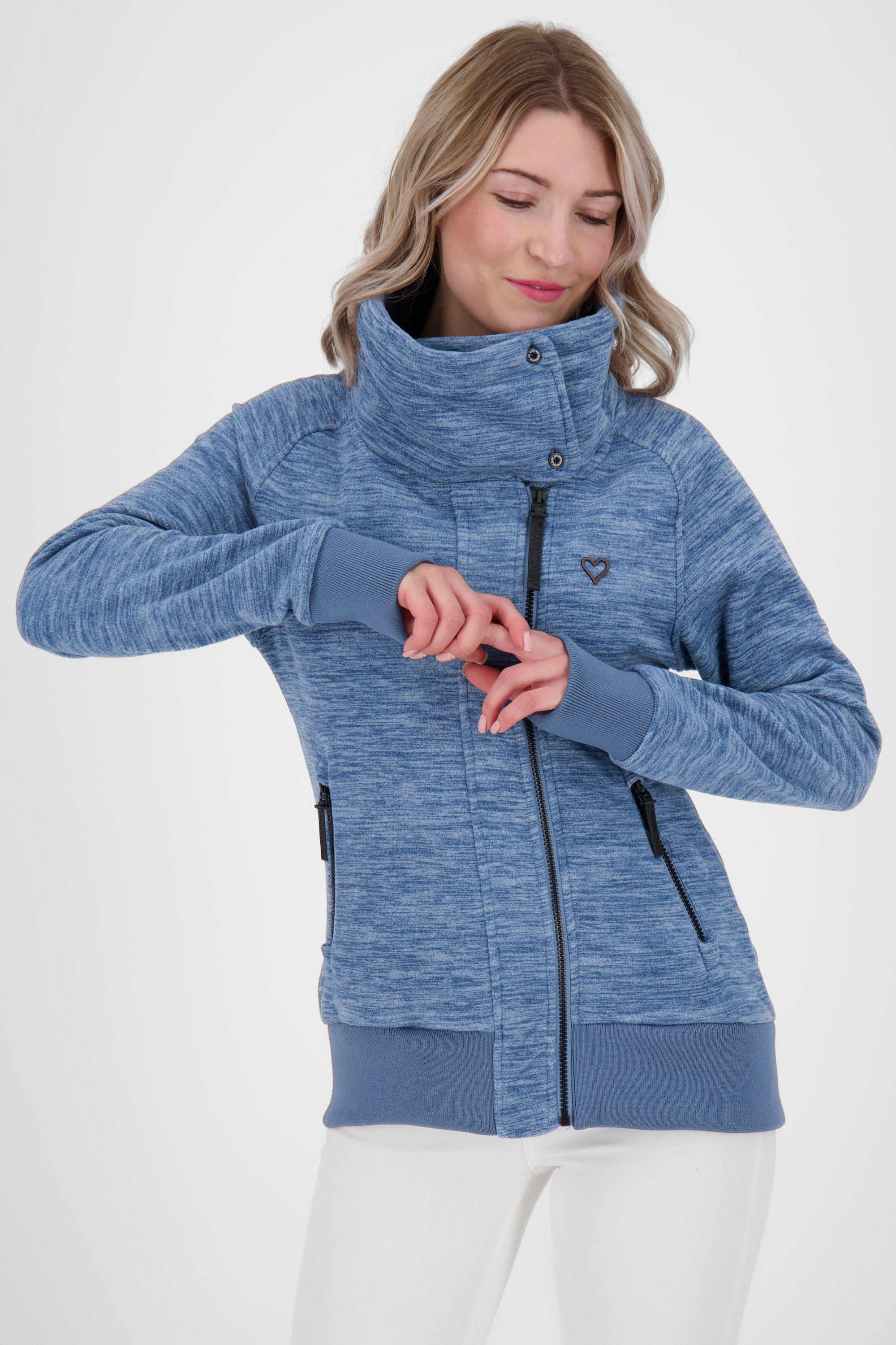 Alife nightblue Kapuzensweatjacke, Kickin Kapuzensweatjacke Sweatjacket melange F & Damen Sweatjacke MerritAK