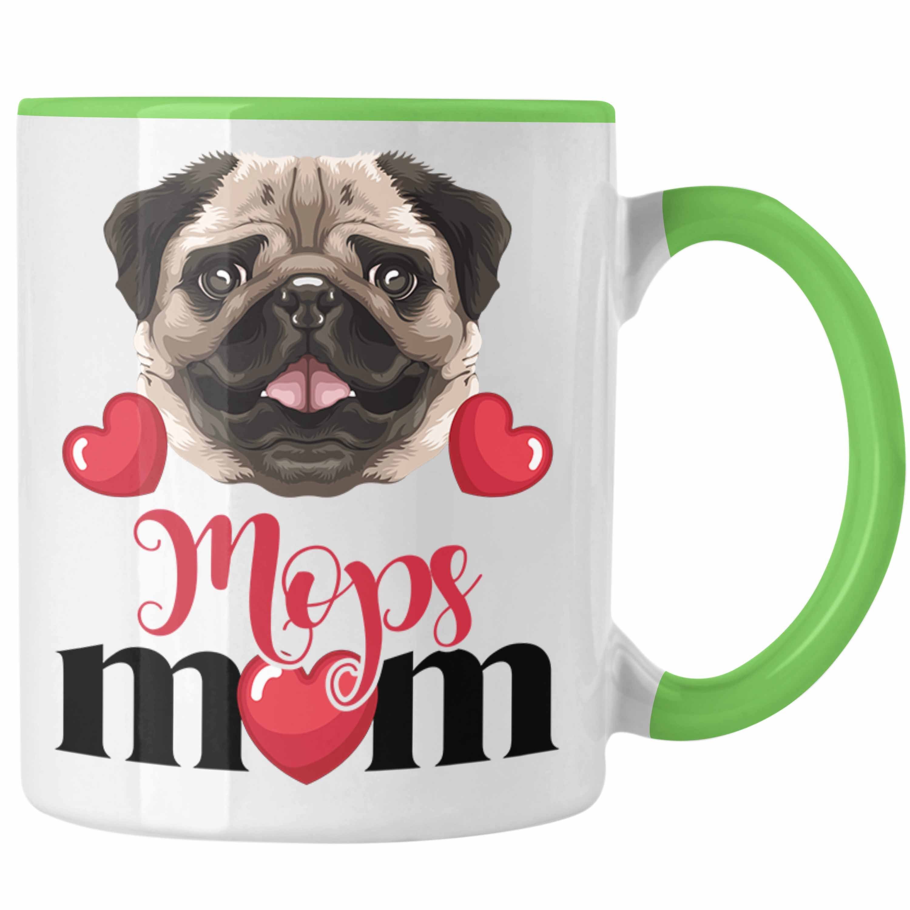 Trendation Tasse Mops Besitzer Mom Mama Tasse Geschenk Lustiger Spruch Geschenkidee Mop Grün