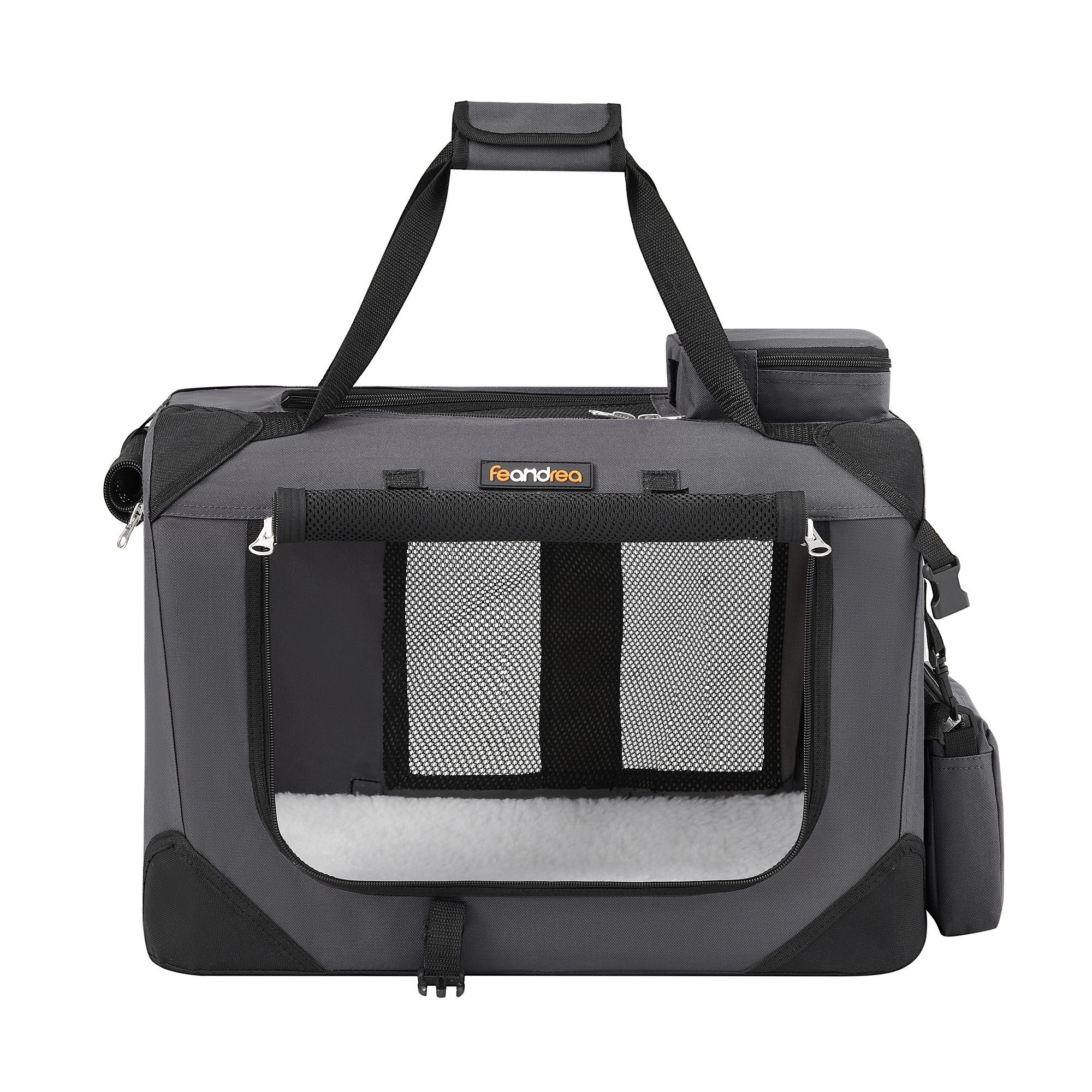 FEANDREA Tiertransporttasche Hundebox faltbar, Transportbox Hund, Hundetasche, mit Griffen, Taschen, S, Oxford-Gewebe, atmungsaktiv tragbar transportabel, 50 x 35 x 35 cm