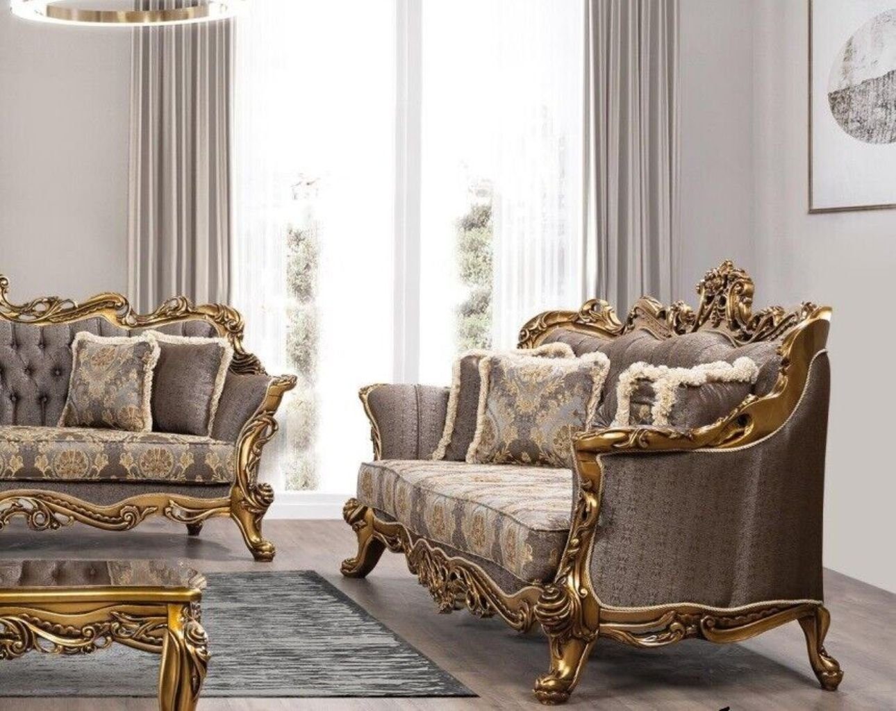 3-Sitzer Barock 2 Barock, Garnitur Teile Sofagarnitur JVmoebel 3+3 Luxus Sofas Sofa Sitzer Set