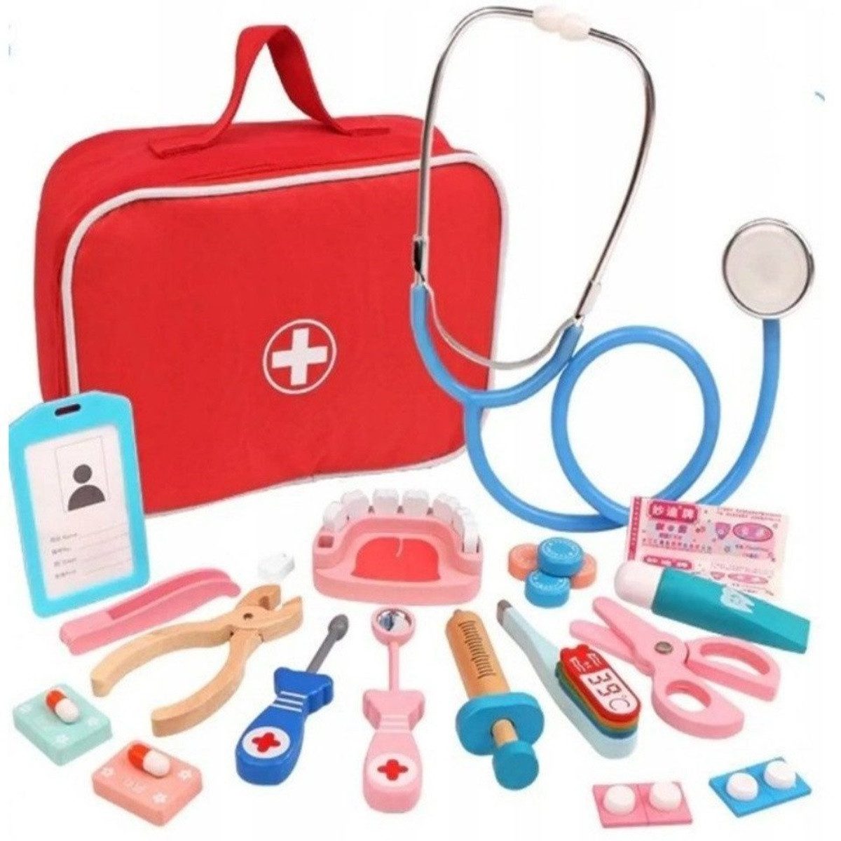 Novzep Lernspielzeug 28-tlg. Arztkoffer Kinder Holz, Medizinisches Kit Zahn günstig online kaufen