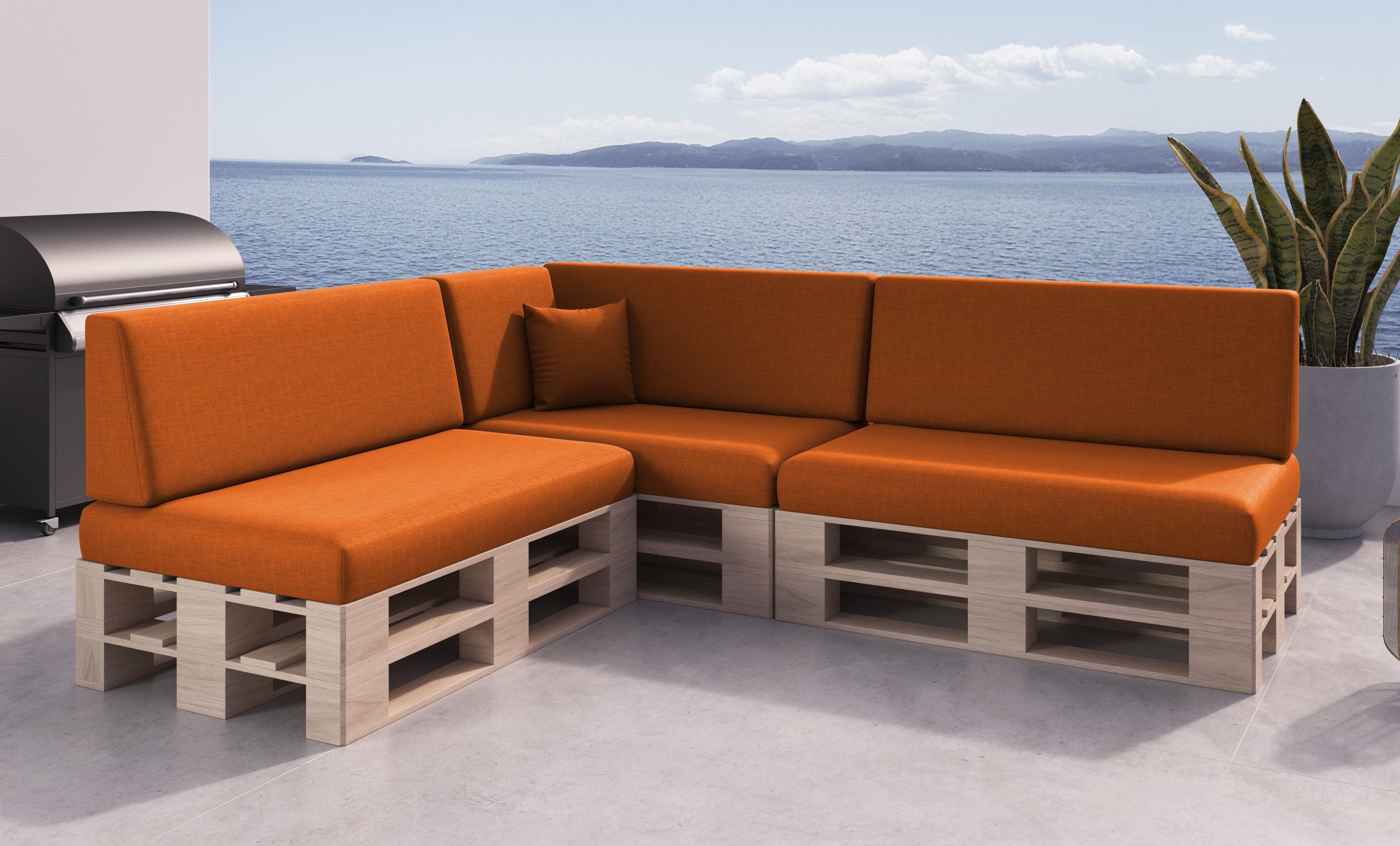 sunnypillow Palettenkissen Milano - 8er Set Palettenauflage mit abnehmbarem Bezug Kaltschaum, 8er Set Palettenkissen