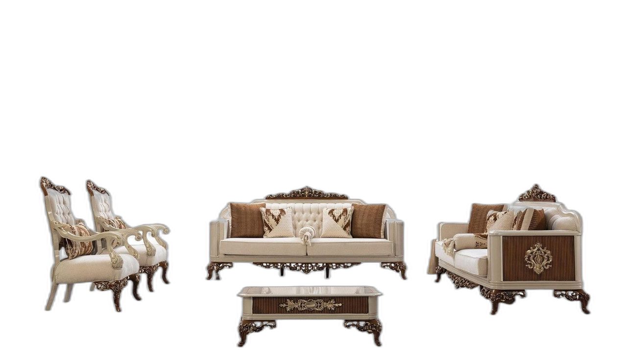 Xlmoebel Polstergarnitur Luxus Barock Couchgruppe 3+1+1+1 Sitzer mit Tisch Polstergarnitur, (5-tlg., 2x Sofa 3 Sitzer, 2x Sessel, Couchtisch), Hergestellt in Europa