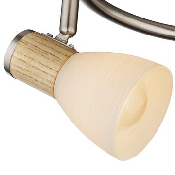 etc-shop LED Deckenspot, Leuchtmittel inklusive, Warmweiß, Decken Leuchte Holz Strahler Glas Spot Wohn Zimmer Lampe