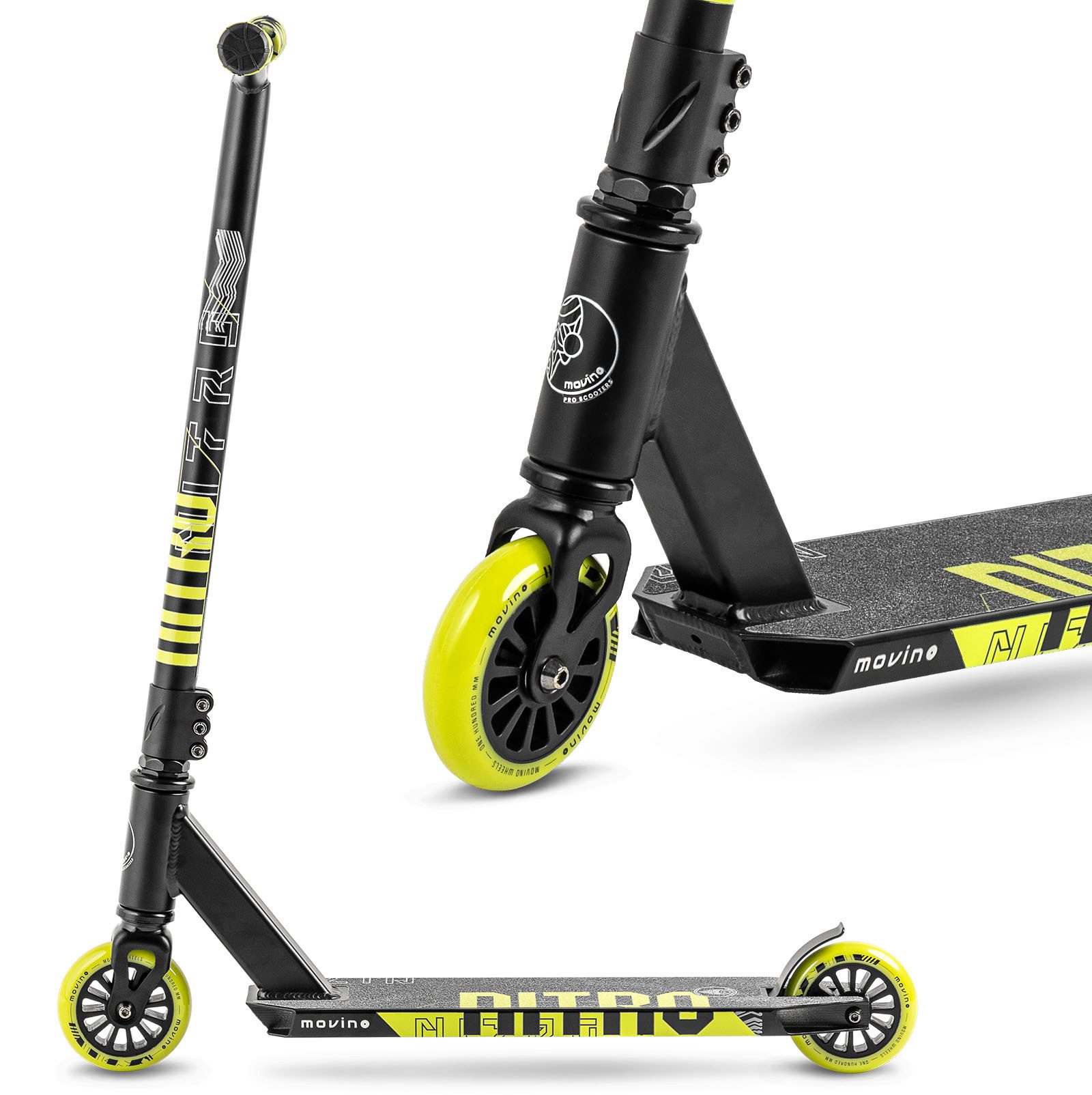 Movino Stuntscooter Kinder Stunt Scooter MOVINO NITRO Skatepark leicht 3,2kg ABEC-9