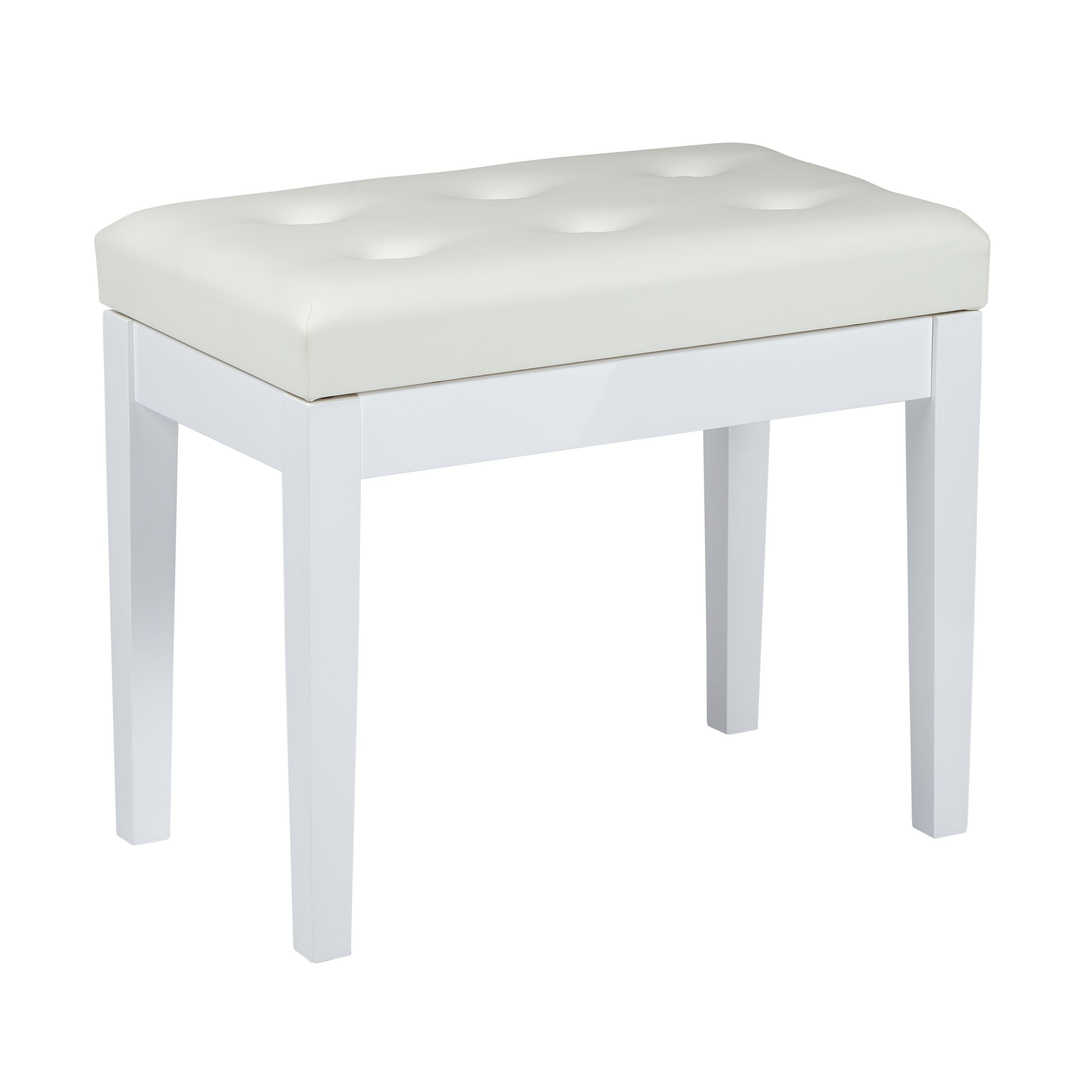 FAME Klavierbank (PB-15C WHP Klavierbank Hochglanz Weiß Gepolsterte Sitzfläche Kunstleder-Bezug mit Notenfach, Скамьи, Klavierbänke), Klavierbank, Hochglanz Weiß, Gepolsterte Sitzfläche