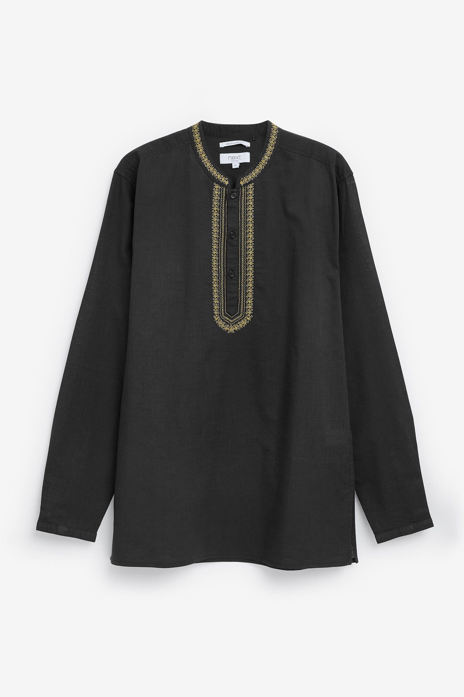 Next Tunikashirt Kurta-Hemd mit Stickereien (1-tlg) Black