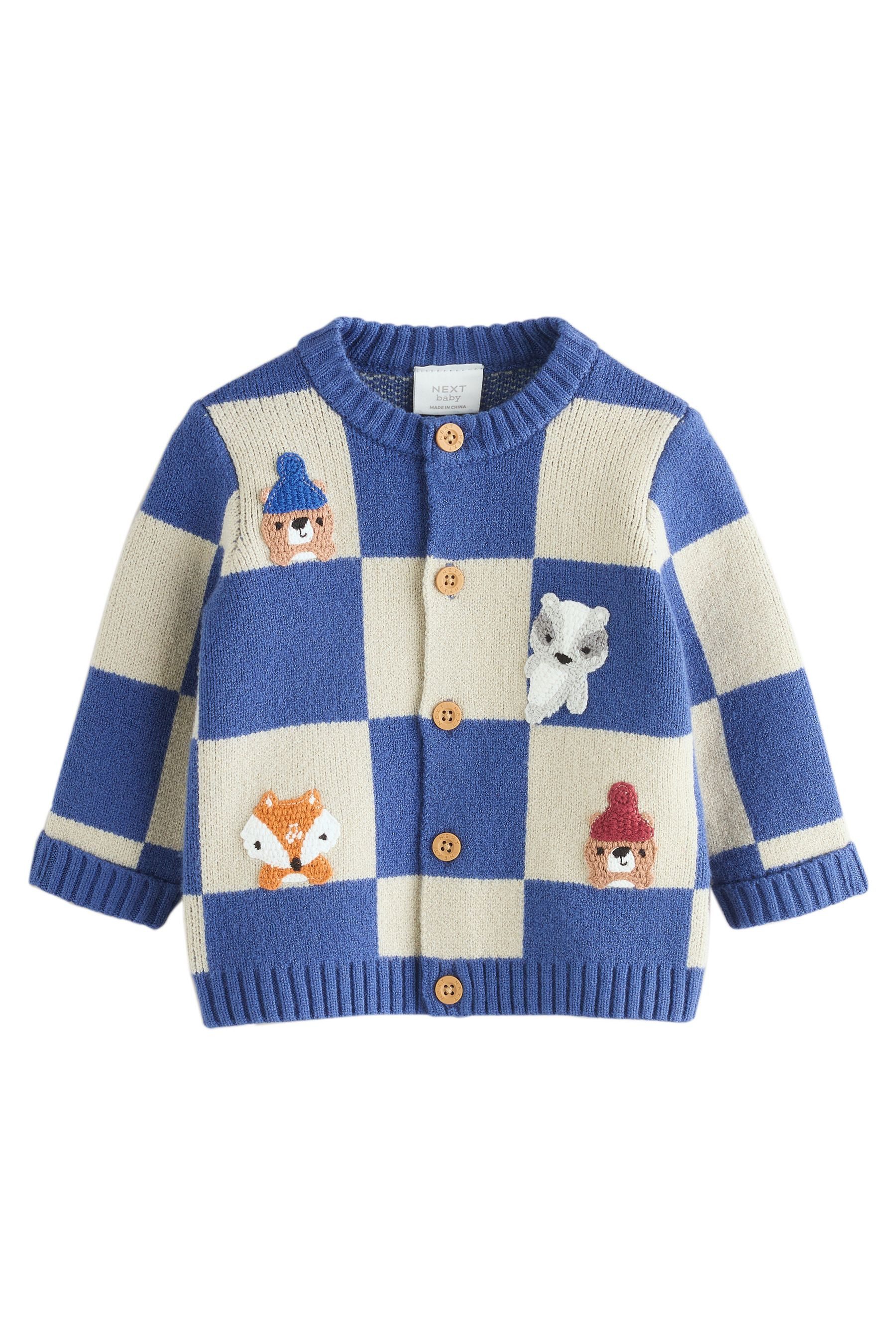 Blue Checkerboard Embroidered Character