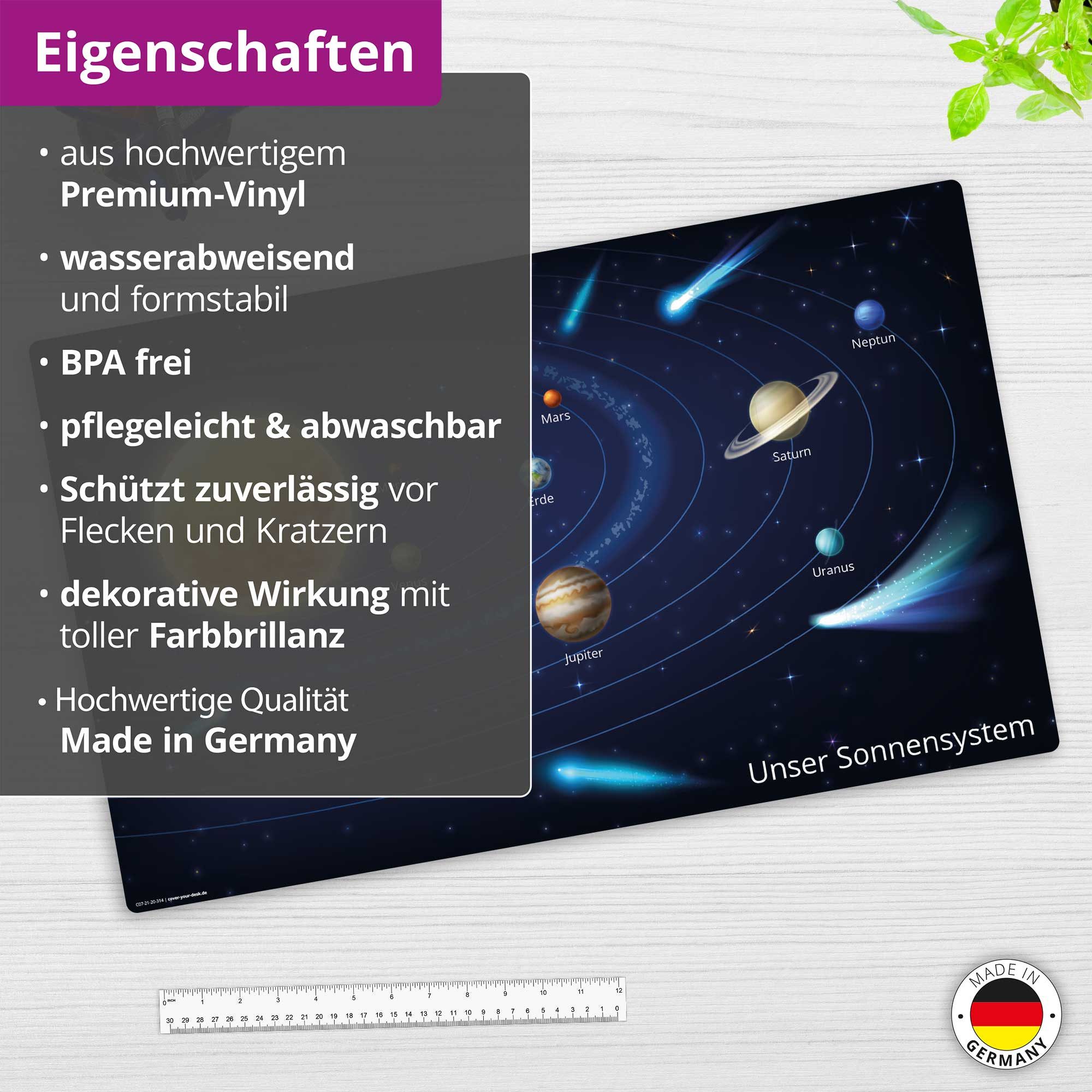 cover-your-desk.de Schreibtischunterlage Unser Sonnensystem, Universum für Kinder, abwischbar, (1 tlg) – Bild 4 von 5