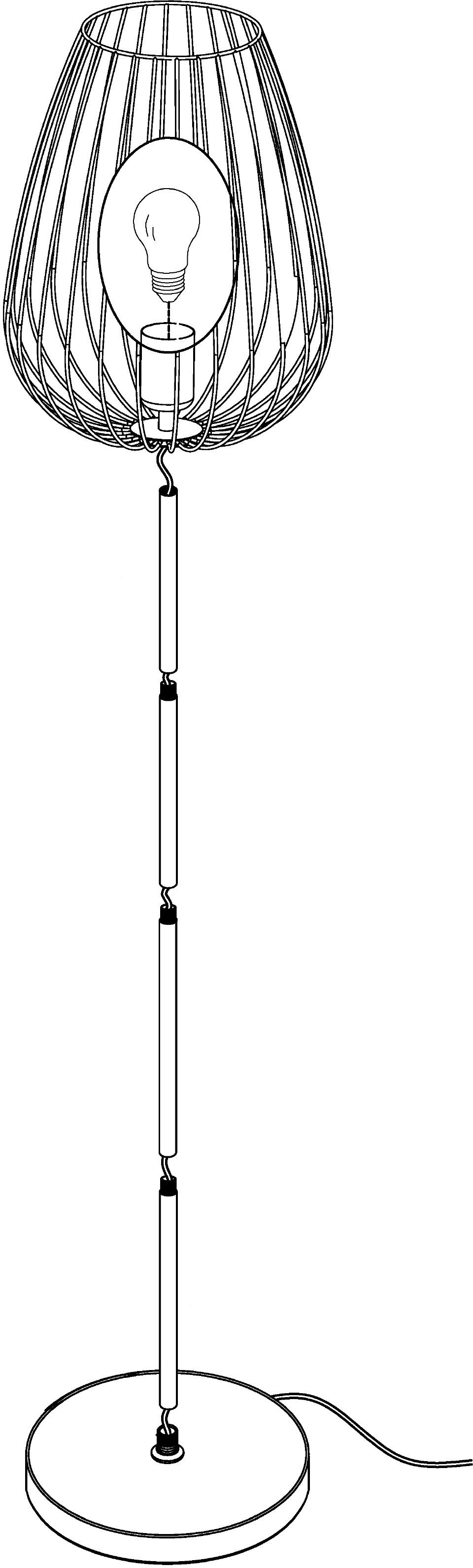EGLO Stehlampe NEWTOWN Stehleuchte, schwarz, Stahl, E27, Schalter, ohne Leuchtmittel, Schlicht, Vintage, Retro, Wohnzimmer, Schlafzimmer, 159,5x27,5x23cm