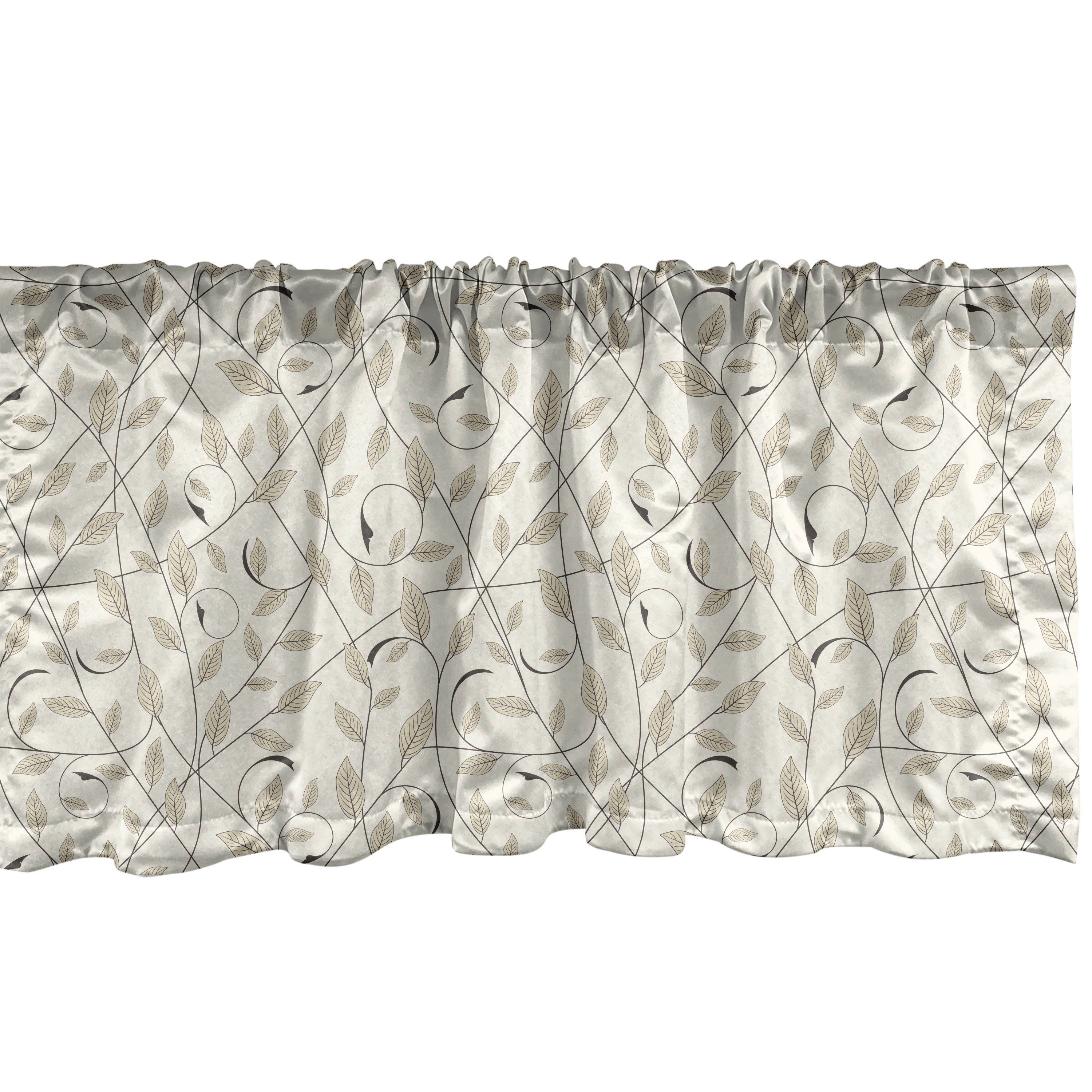 Scheibengardine Vorhang Volant für Küche Schlafzimmer Dekor mit Stangentasche, Abakuhaus, Microfaser, Blumen Curling Branchen Stripes