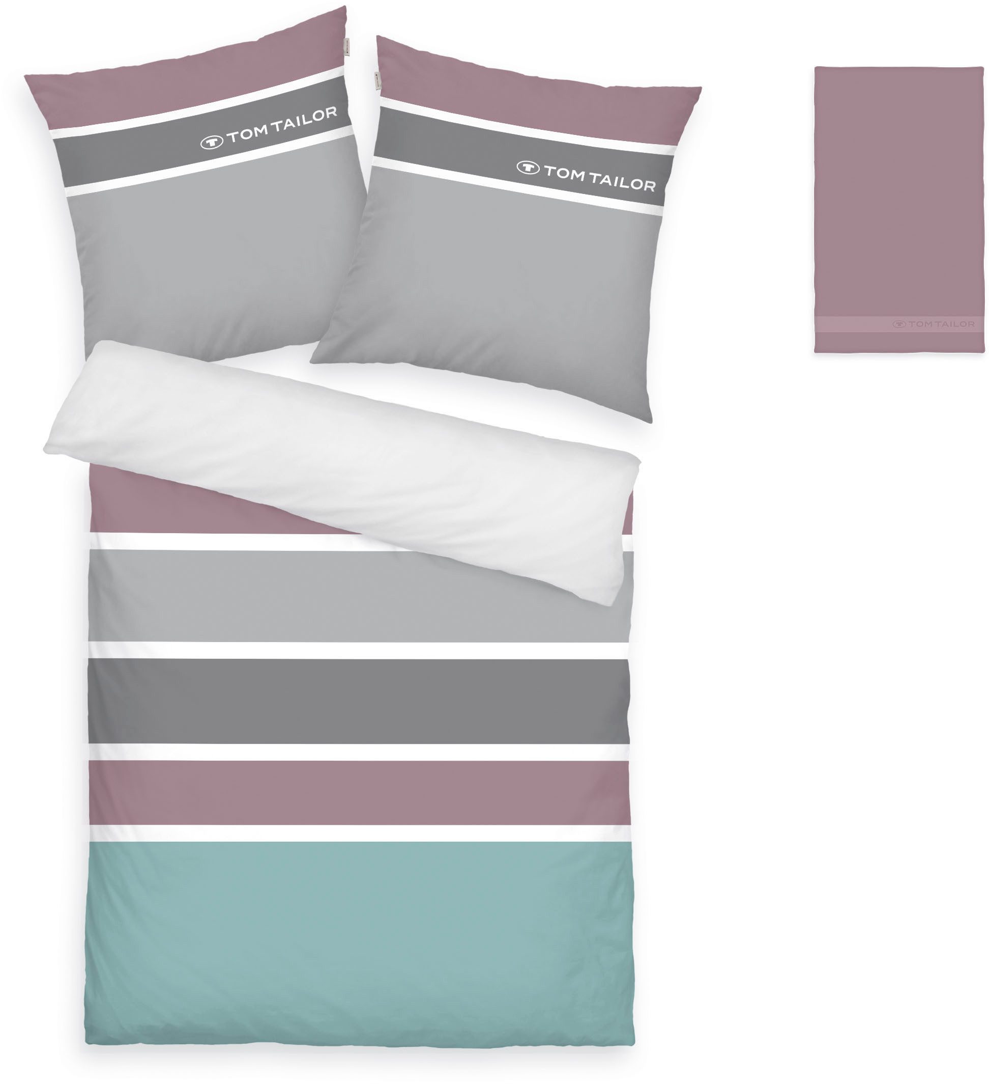 TOM TAILOR HOME Bettwäsche Felix in Gr. 135x200 oder 155x220 cm, Renforcé, 3 teilig, mit GRATIS-Zugabe: Gästehandtuch (100% Baumwolle), mit Reißverschluss – Bild 2 von 5