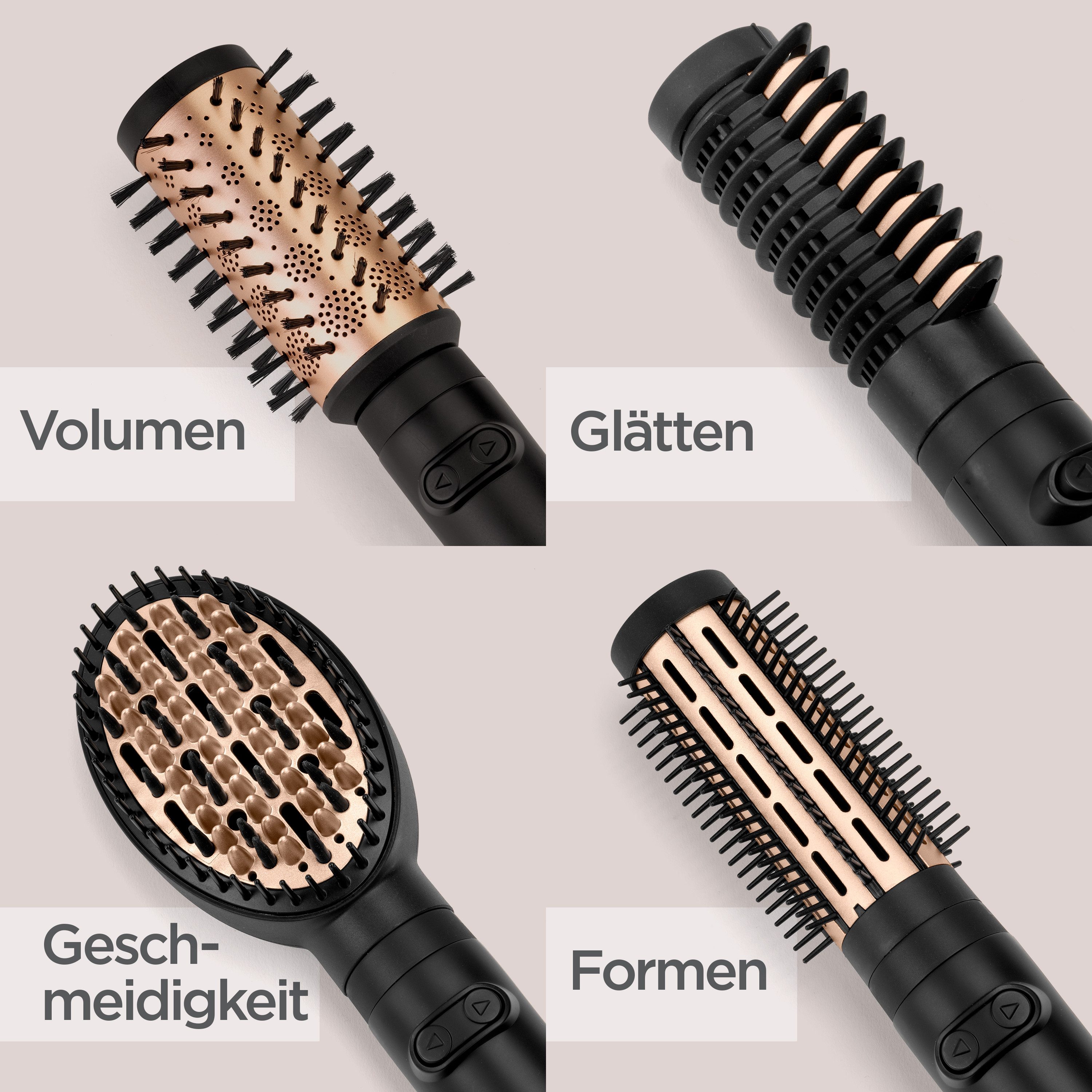 BaByliss Warmluftbürste Big Hair Luxe Warmluftbürste mit 4 Aufsätzen, AS970E, 650W Rundbürstenföhn, Rotierend, Ionen-Technologie, 4 Aufsätze