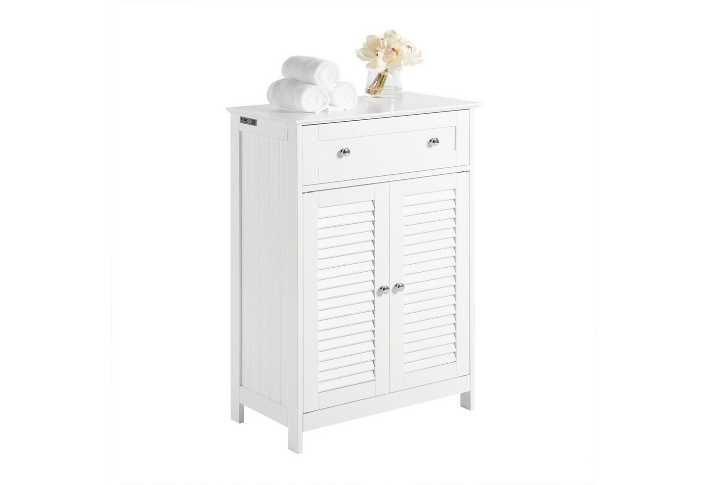 SoBuy Badkommode FRG238, Badezimmerschrank Aufbewahrungsschrank Doppeltürschrank, Badmöbel Sideboard Flurschrank, mit 2 Türen, verstellbare Ablagen