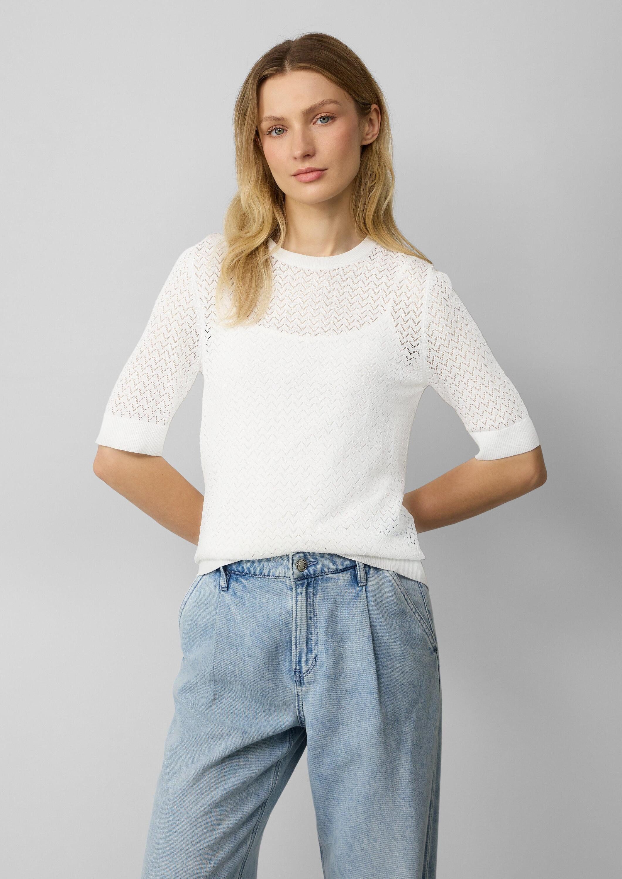 s.Oliver Kurzarmpullover Strickpullover Transparenter Feinstrickpullover mi günstig online kaufen