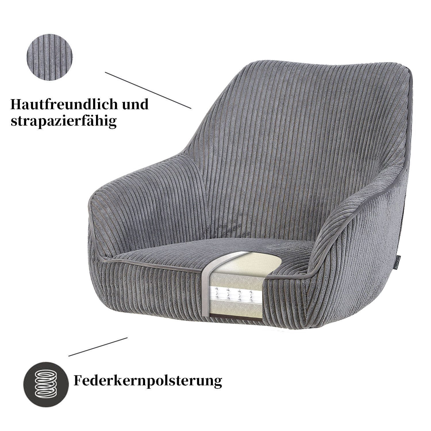 B&D home Polsterstuhl ARVIT (1 St), Federkern, drehbares Metallgestell, mit Armlehnen