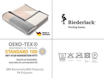 Wohndecke Squares grau, karierte Sofadecke in 150x200, Decke aus Baumwoll-Mix, Biederlack, Made in Germany