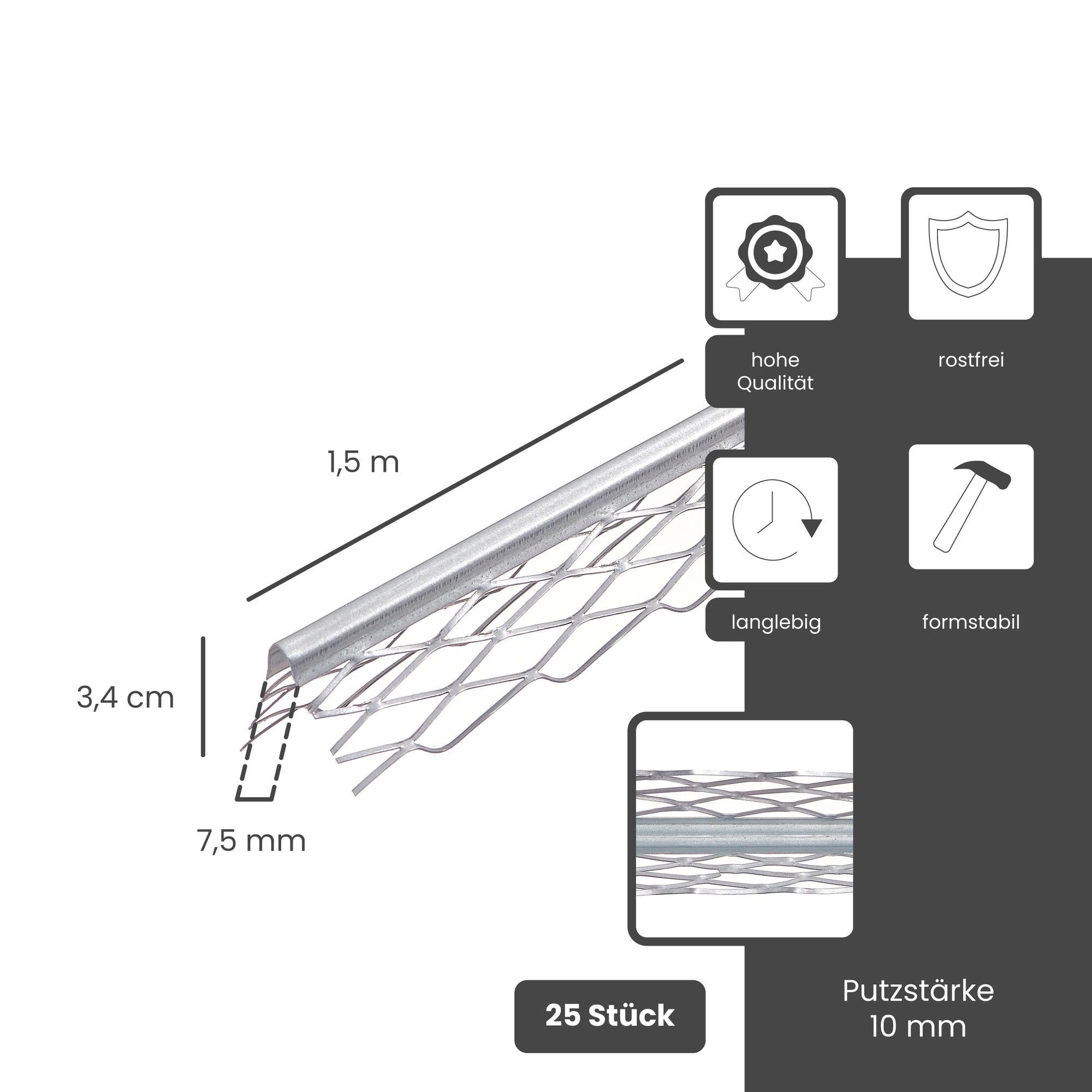 PROTEKTOR Profil 1007 Kantenprofil Innenputz (150 cm, 25 Stück, silber, 25-St), 10 mm Putzstärke, Innenputz Trockenbau, korrosionsbeständig