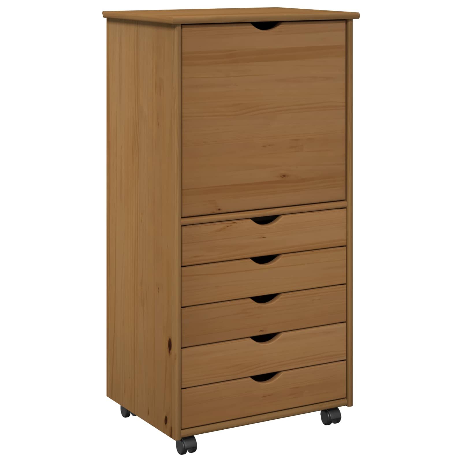 vidaXL Schranksystem Rollschrank 53 x 39 x 103 cm Massivholz Kiefer Honigbraun (1-St)
