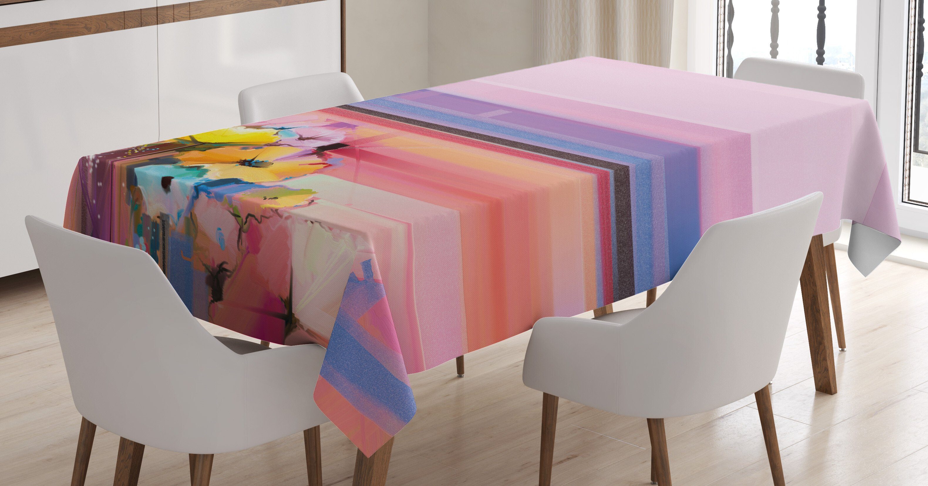 Abakuhaus Tischdecke Farbfest Waschbar Für den Außen Bereich geeignet Klare Farben, Gerber Daisy Abstrakte feine Grafik