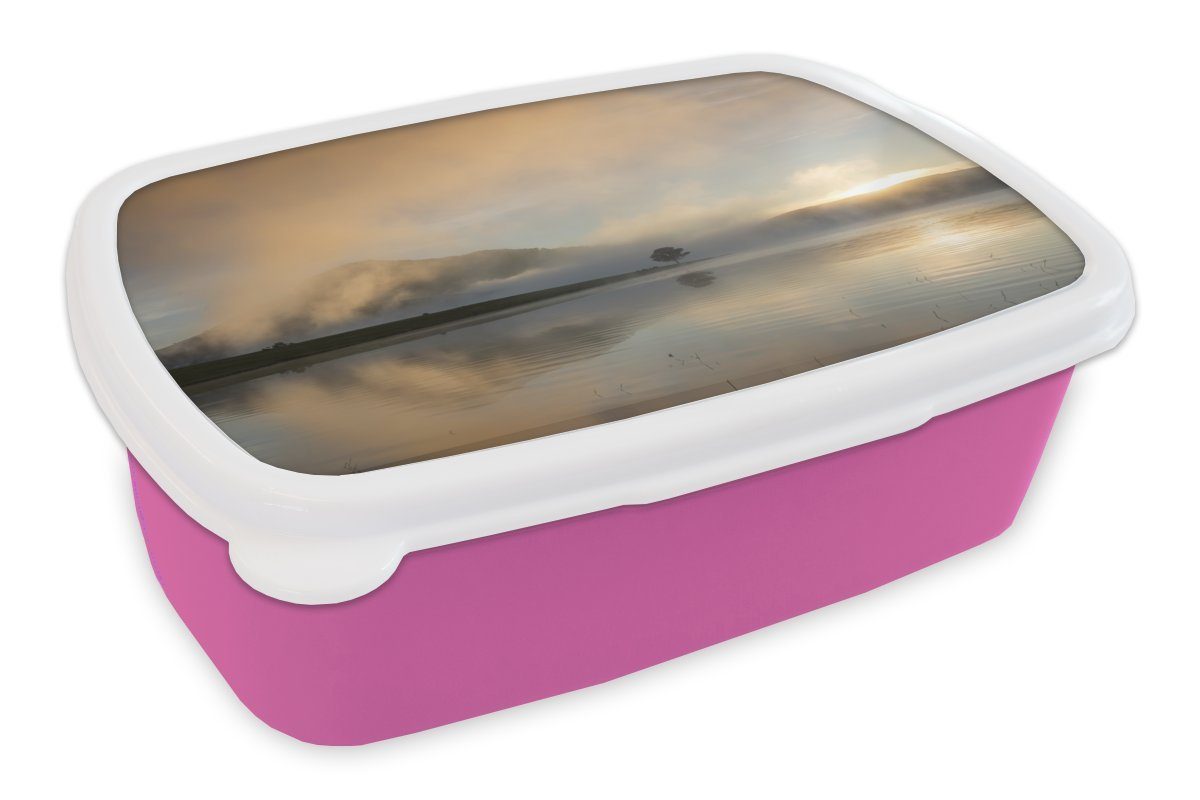 Erwachsene, Kinder, ruhigen Brotbox für See einem (2-tlg), Mädchen, MuchoWow Brotdose Lunchbox Vietnam, über in rosa Kunststoff, Sonnenuntergang Snackbox, Kunststoff