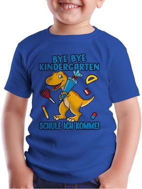 Shirtracer T-Shirt Bye Bye Kindergarten - Schule ich komme! Mit Dino und Schultüte Einschulung Junge Schulanfang Geschenke
