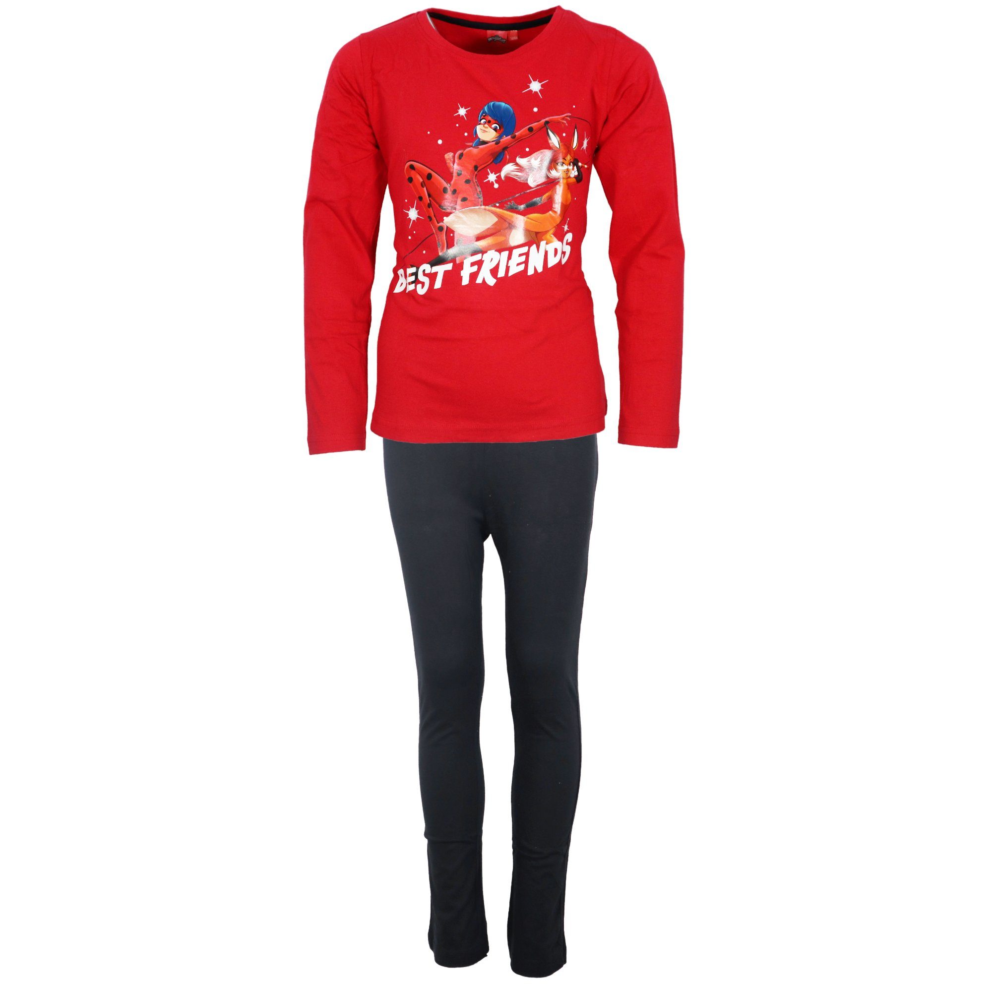 Miraculous - Ladybug Schlafanzug Miraculous Ladybug Rena Rouge Kinder Pyjama lang Gr. 110 bis 140, 100% Baumwolle