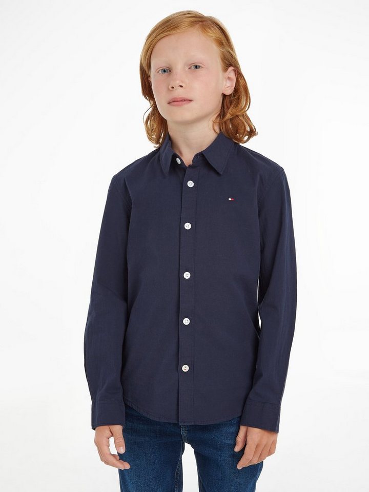 Tommy Hilfiger Langarmhemd SOLID STRETCH POPLIN SHIRT L/S Kinder Kids  Junior MiniMe,für Jungen