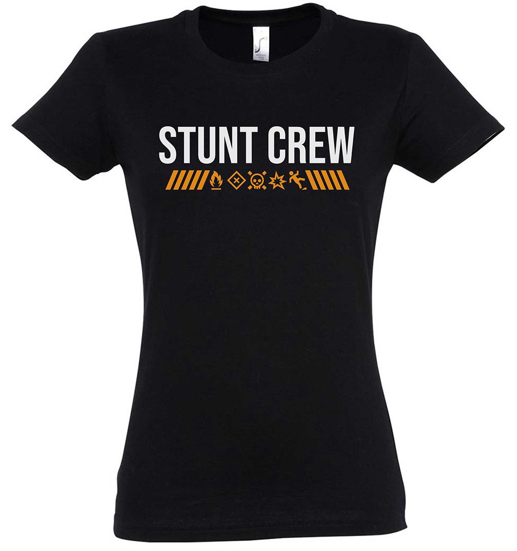 Print-Shirt Stunt Crew Damen T-Shirt Stuntman Lehrer Professor Chemie Gefahr Nerd