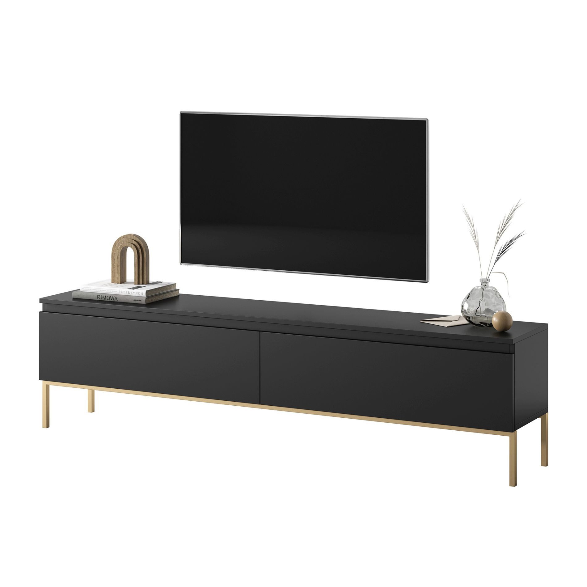 Selsey TV-Schrank BEMMI geräumige Staufläche, 2-türig mit Metallgestell in Gold