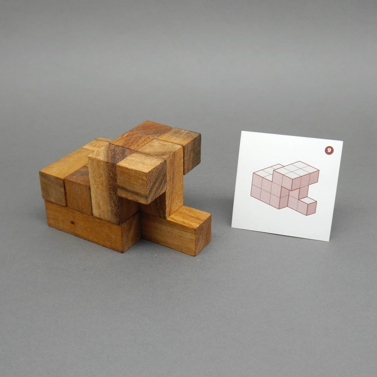 ROMBOL Denkspiele Spiel Soma Würfel - variantenreiches Denkspiel mit 50 Karten aus Holz, Holzpuzzle, Knobelspiel