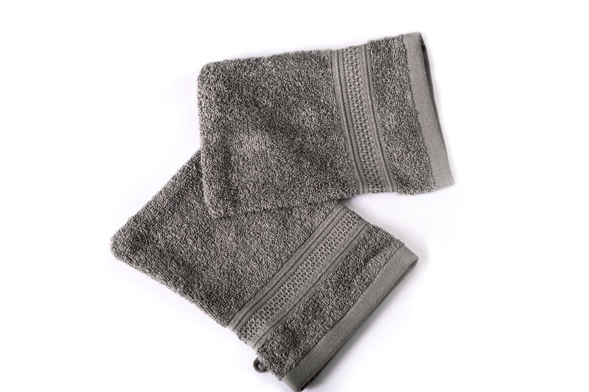 Anthrazit Grau Baumwolle 2-tlg., Seiftuch 100% cm), Schnelltrocknend Waschhandschuhe aus Frottee, Weich, Set Komfortec Leich, 16x21 (Packung,