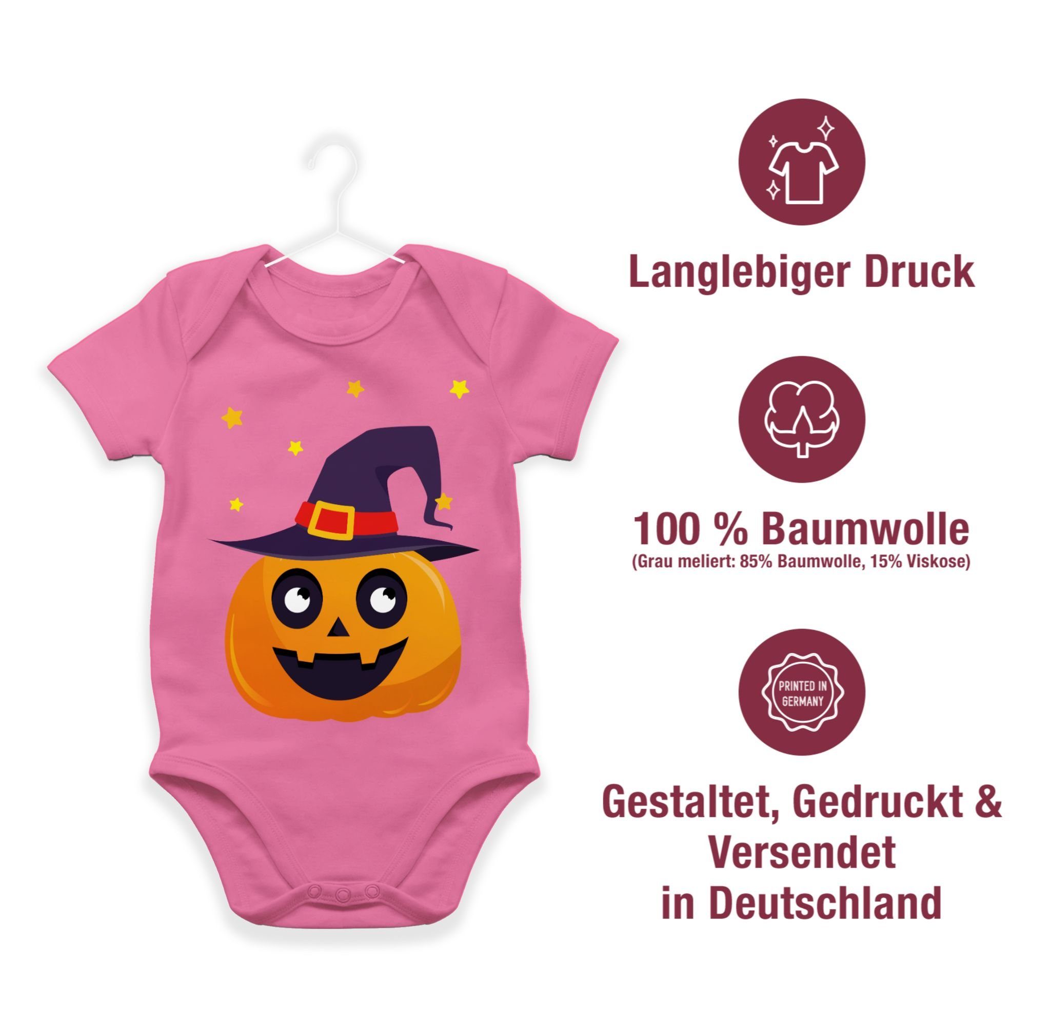 Shirtracer Shirtbody Süßer Kürbis Niedlich 3 Kostüme Pink Pumpkin für Halloween Baby