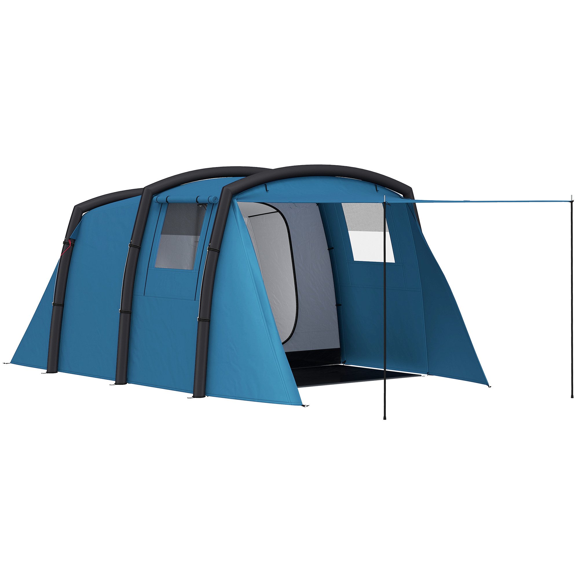 furnicato Gruppenzelt Familienzelt 4 Personen 440x280x195 cm Blau, (1 tlg), Aufblasbares Zelt mit 2 Bereichen, Luftträgern und Mesh-Fenstern