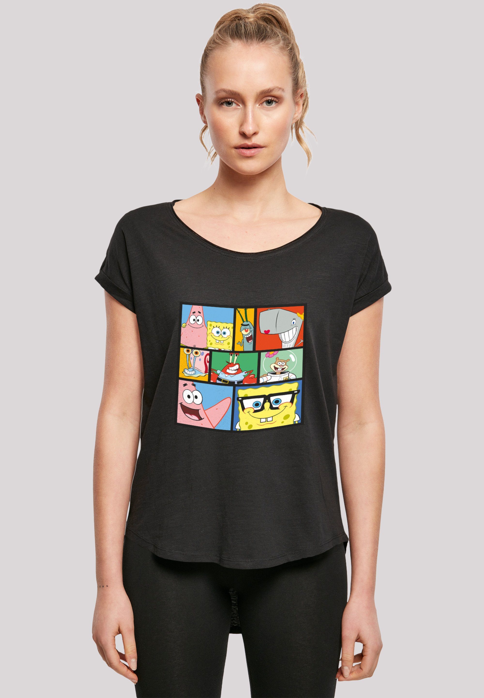 F4NT4STIC T-Shirt schwarz Print Schwammkopf Collage' 'Spongebob