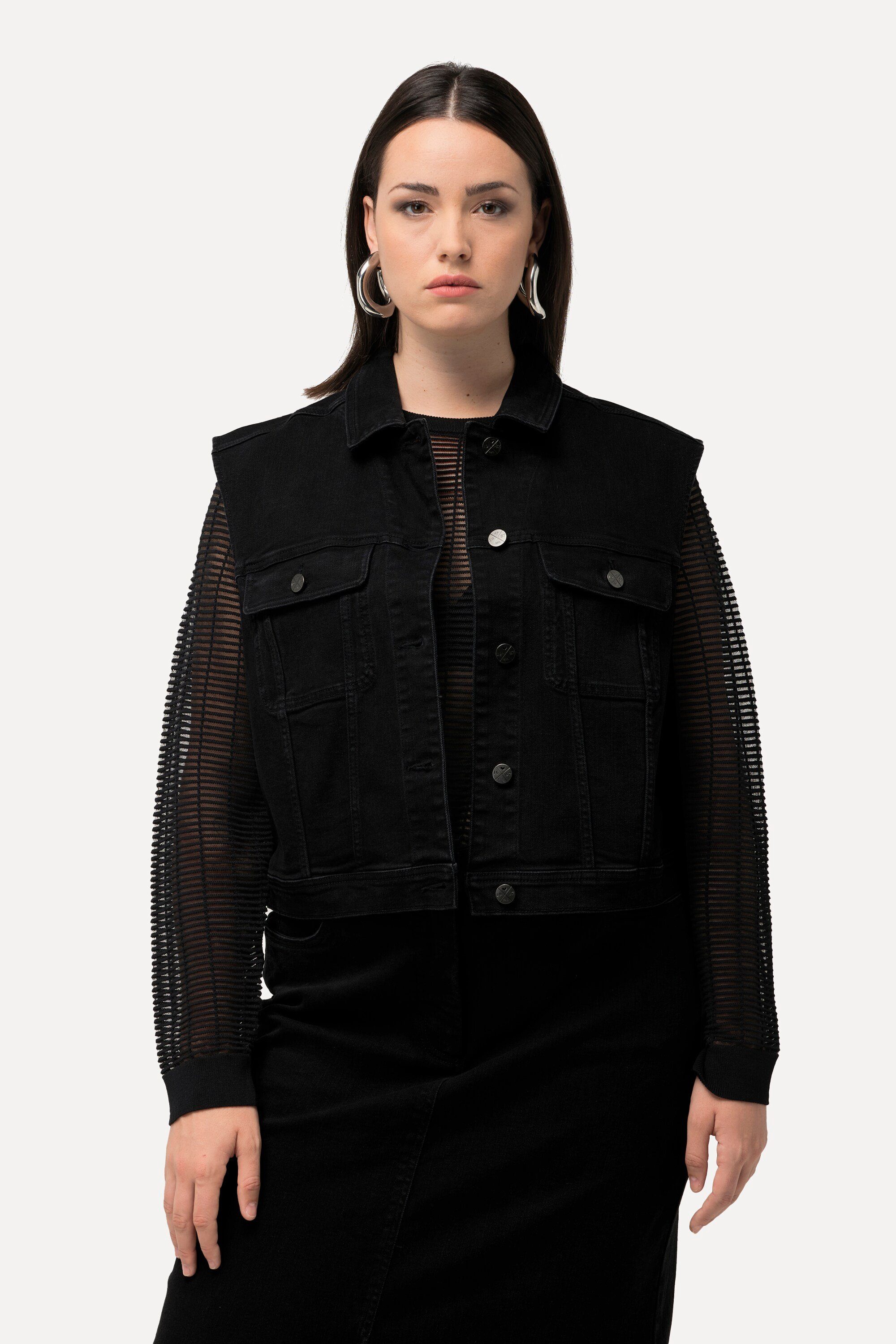 Ulla Popken Steppweste Jeansweste Boxy Fit günstig online kaufen