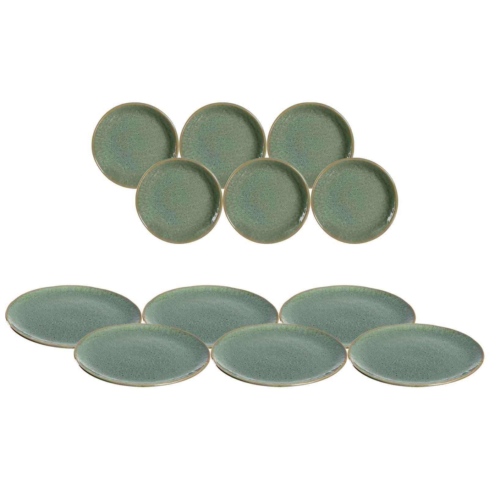 LEONARDO Kombiservice Matera Tellerset 12er Set (12-tlg), Keramik grün | Kombiservice