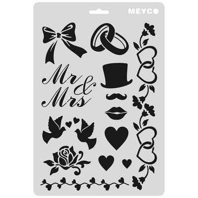 MEYCO Hobby Malschablone Schablone Hochzeit/Liebe A4, 1 Stck.