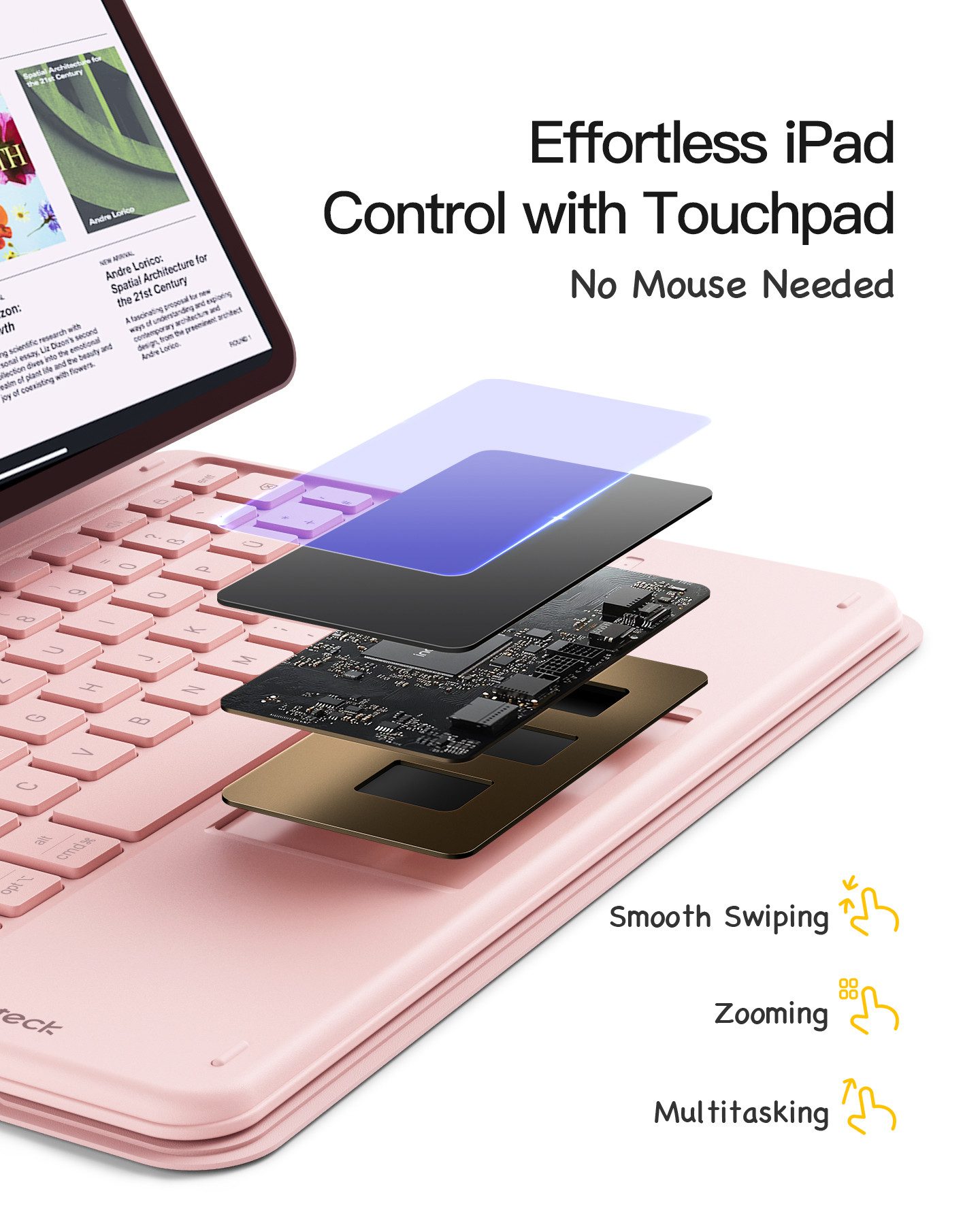 Inateck 10.9-11 Zoll iPad A16 11/10 Gen, Air M4/M3/M2, iPad Pro 4/3/2 iPad-Tastatur – Bild 5 von 5