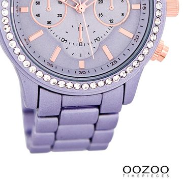 OOZOO Quarzuhr Oozoo Unisex Armbanduhr Vintage Series, (Analoguhr), Damen, Herrenuhr rund, groß (ca. 40mm), Metallarmband pastell, lila