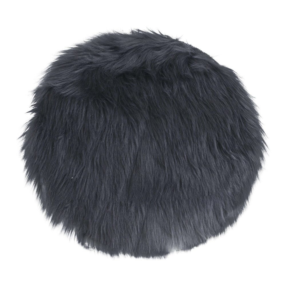 tinkaro Fellteppich Kunstfell-Sitzkissen ø35 cm Grau, rund, Höhe: 6.5 mm, Weiche Sitzauflage aus Polyester für Stühle und Hocker im Wohnraum