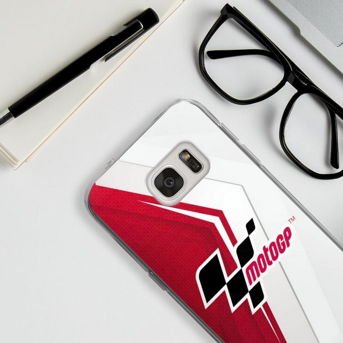 DeinDesign Handyhülle MotoGP Logo Motorsport Logo Grey and Red Samsung Galaxy S7 Silikon Hülle Bumper Case Handy Schutzhülle