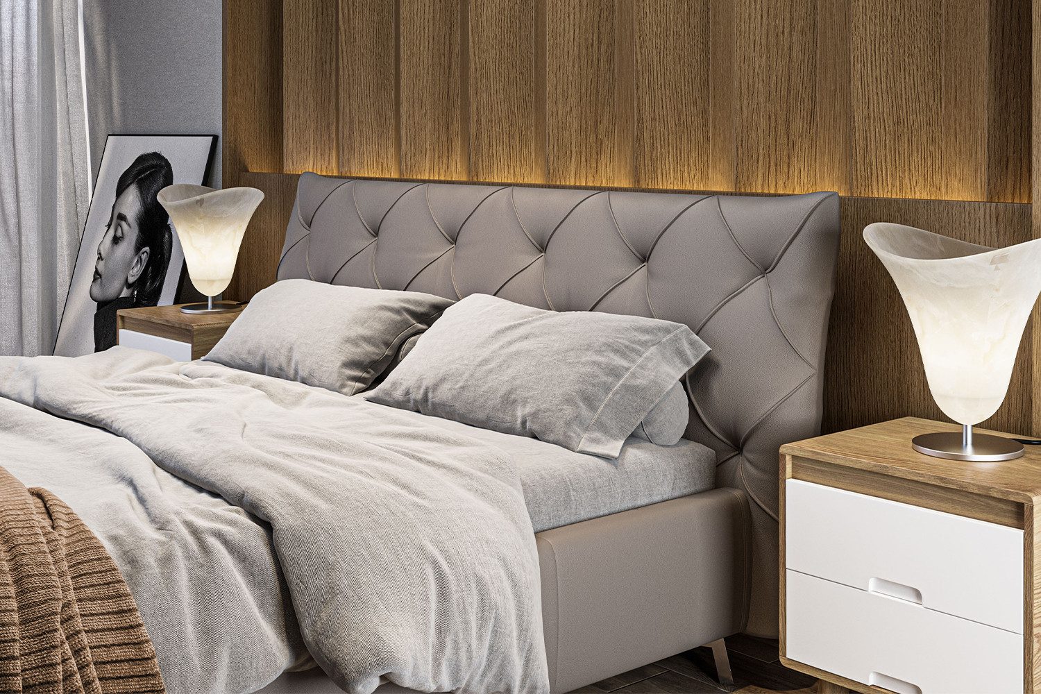 KAWOLA Polsterbett ANNY, Leder oder Velvet, verschiedene Größen und verschiedene Farben