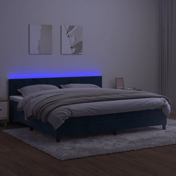 vidaXL Bettgestell Boxspringbett mit Matratze LED Dunkelblau 200x200 cm Samt Bett Bettge