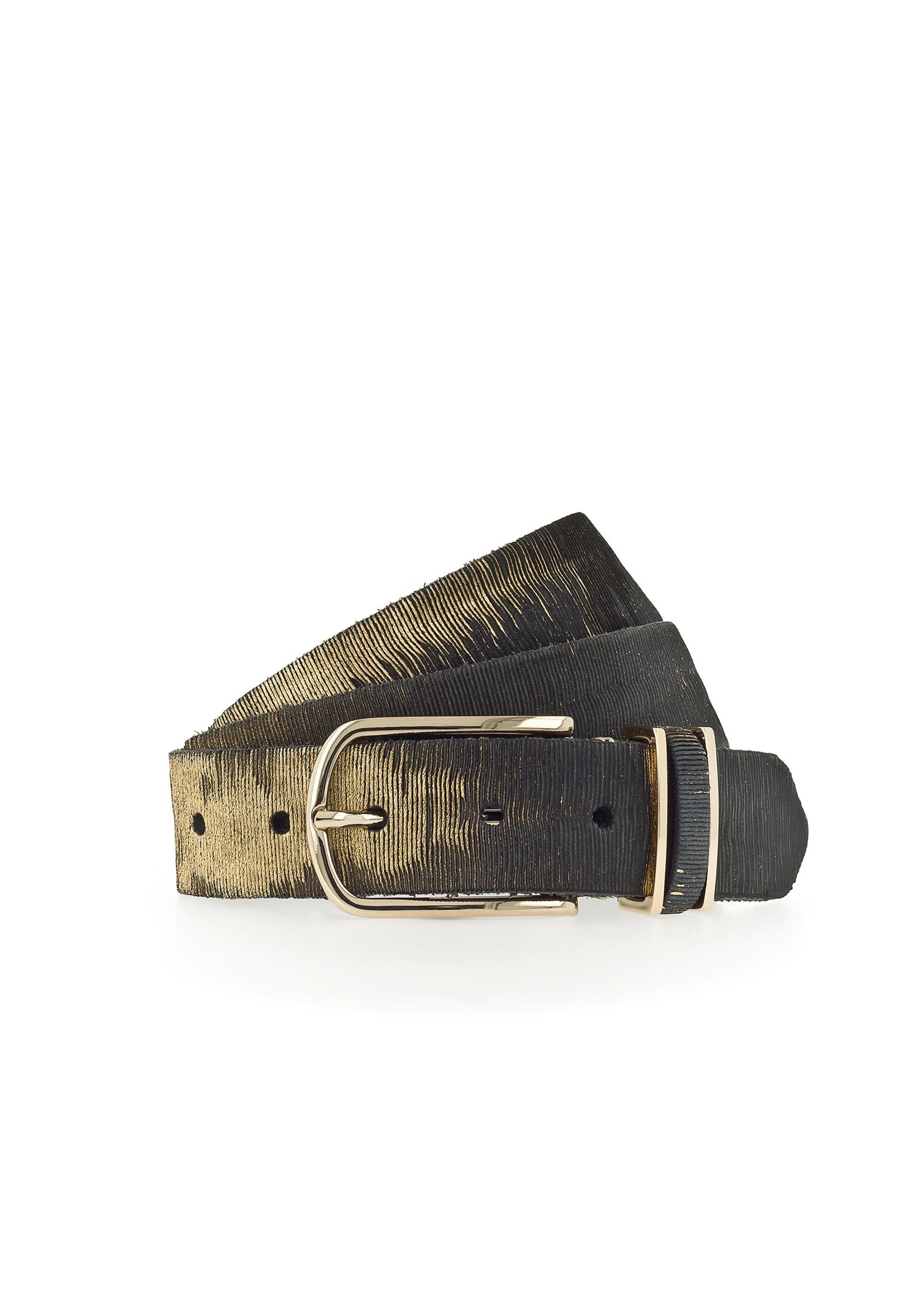 b.belt Ledergürtel Cuno mit Metallic-Effekt schwarz/gold-metallic