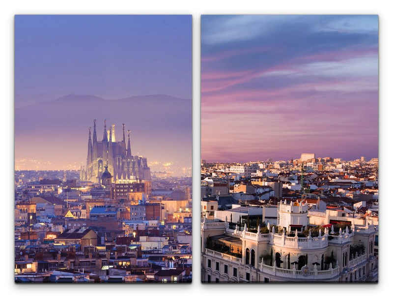 Sinus Art Leinwandbild 2 Bilder je 60x90cm Barcelona Katalonien Kathedrale Mediterran Süden Reisen Urlaub