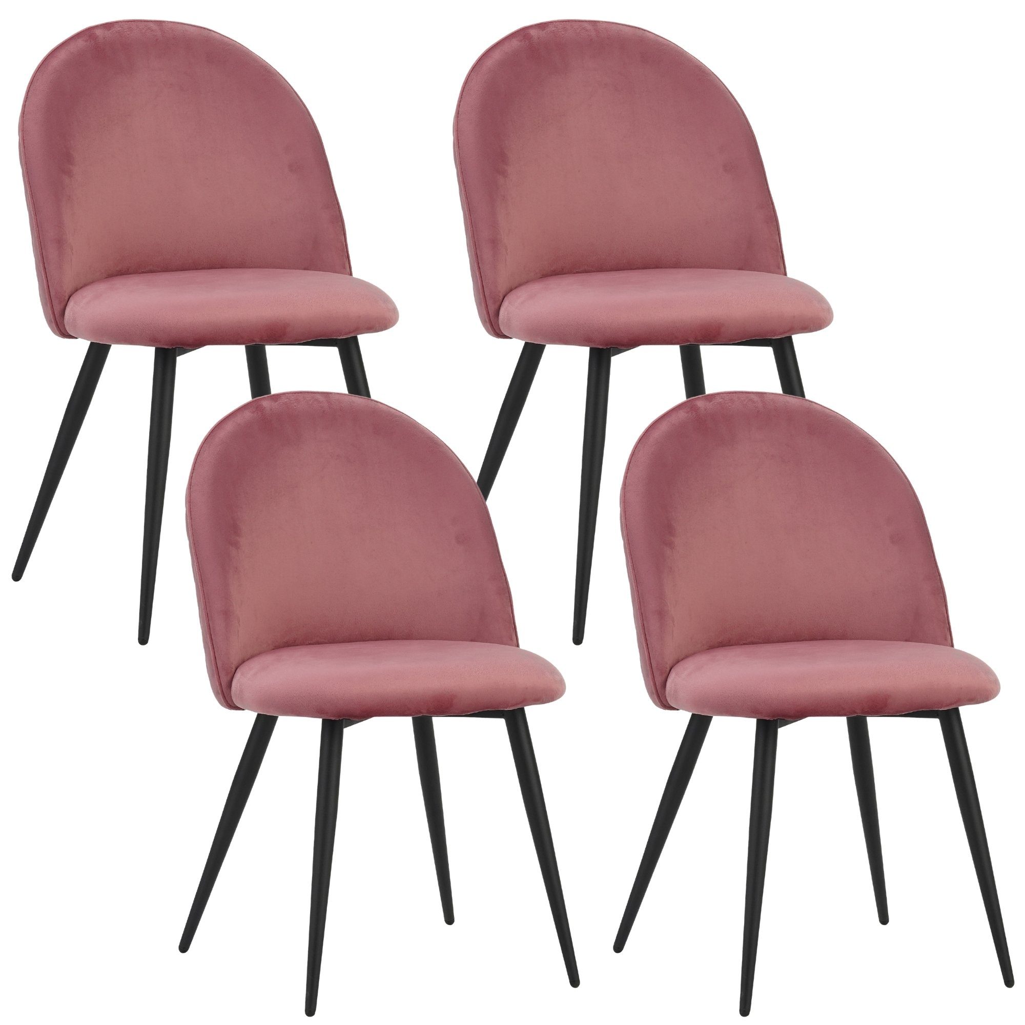 Albatros International Esszimmerstuhl Esszimmerstuhl CAPO Samt 4er Set Rosa günstig online kaufen