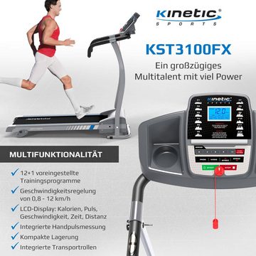 Kinetic Sports Laufband, klappbar mit LCD Display, 1100 W Motor, 1- 12 km/h
