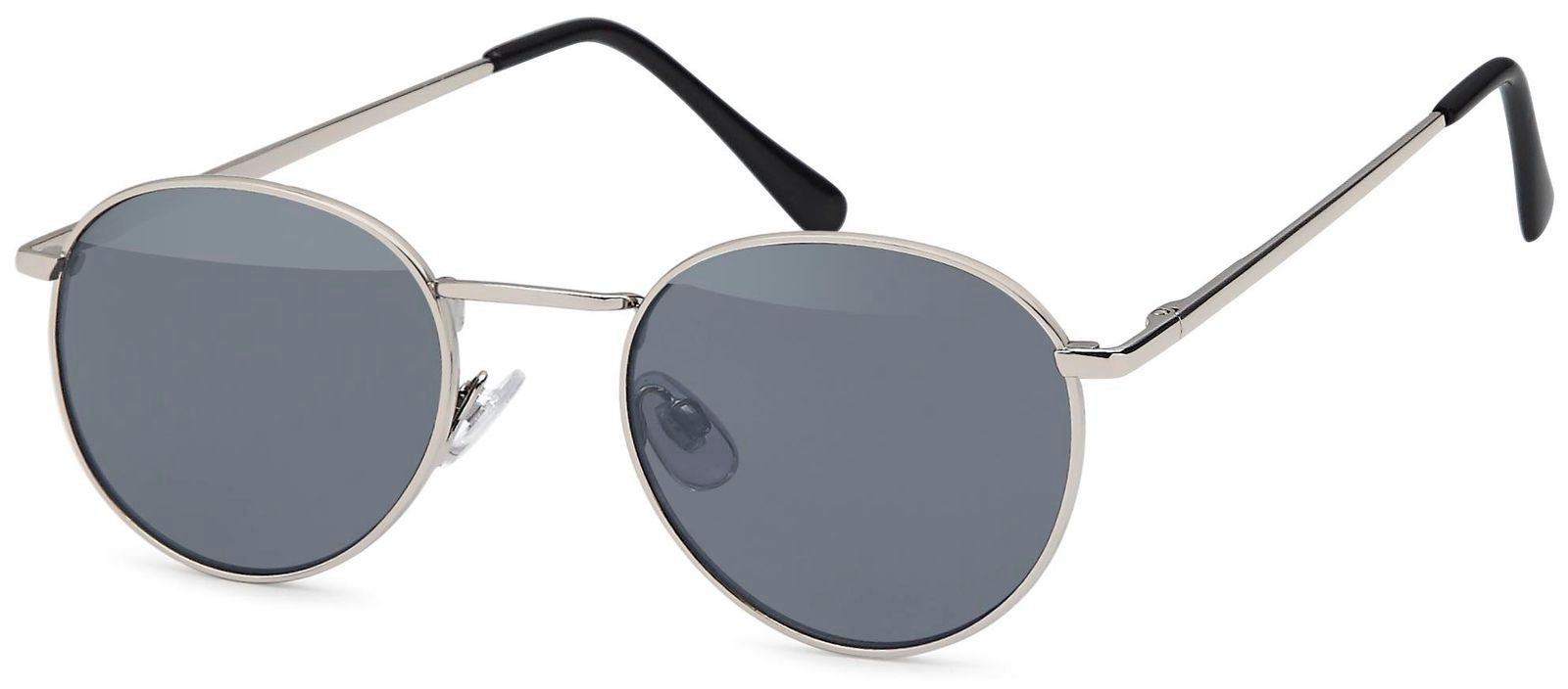styleBREAKER Sonnenbrille (1-St) Getönt Gestell Silber / Glas Grau getönt