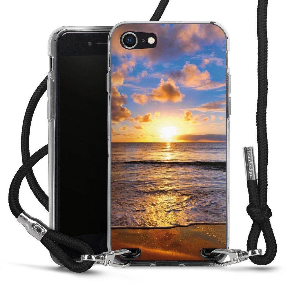 DeinDesign Handyhülle Meer Sonnenuntergang Strand Strand, Apple iPhone 8 Handykette Hülle mit Band Case zum Umhängen
